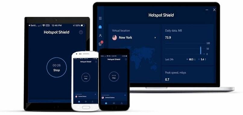 Small assortment of technological devices compatible with Hotspot Shield VPN.
