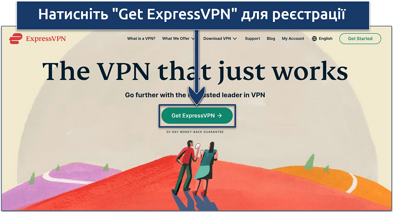 Screenshot showing how to sign up for ExpressVPN